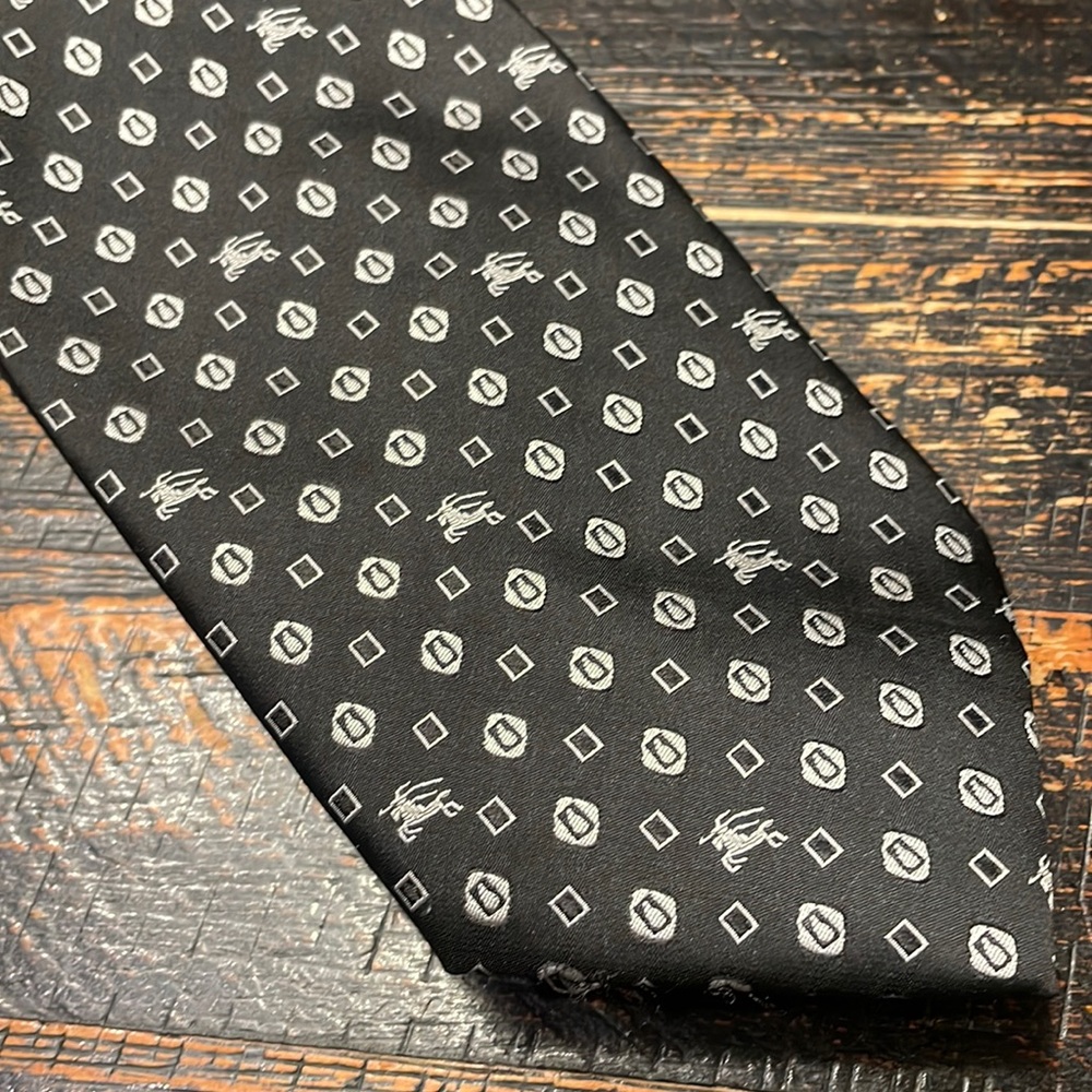 Black & Silver Burberry Logo Mens Tie